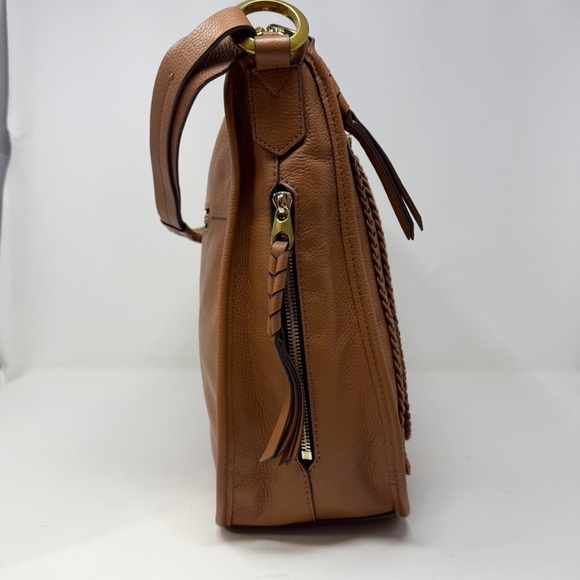 orYANY Brown Braided Leather Shoulder Bag – Gold Hardware, Boho Crossbody Style - Picture 8 of 16